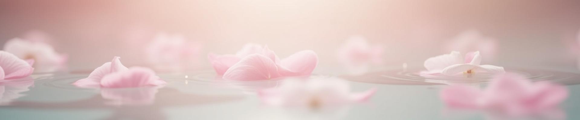 Kelopak bunga lembut terapung di dalam air dengan tangan yang direndam