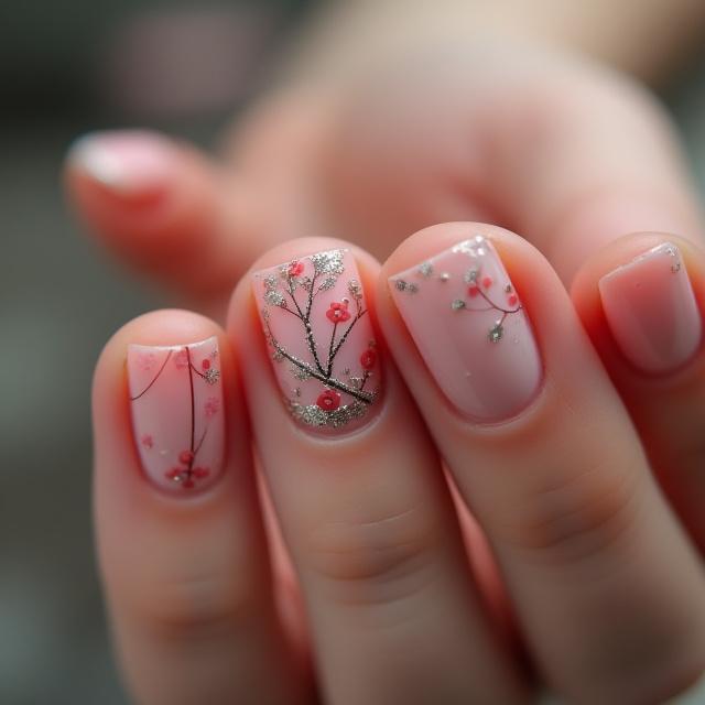 Close-up reka bentuk seni kuku yang rumit dan artistik