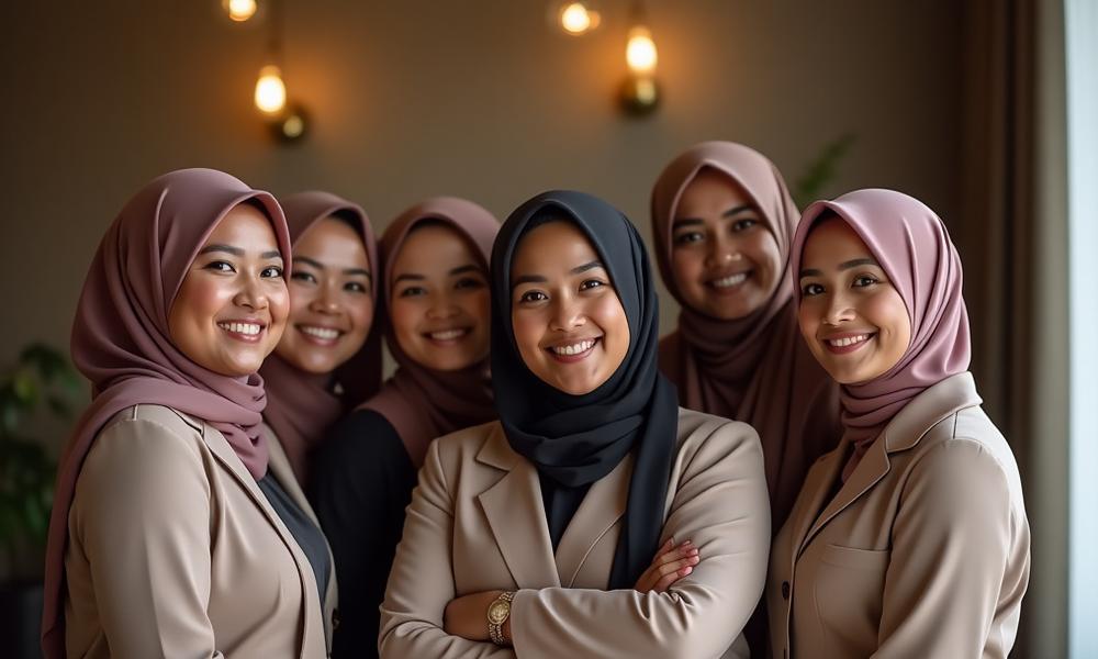 Seluruh pasukan Aisya Tundra tersenyum mesra, menjemput pelanggan.