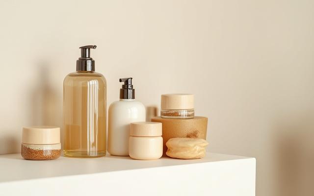 Paparan produk kecantikan organik dan lestari di Aisya Tundra salon.