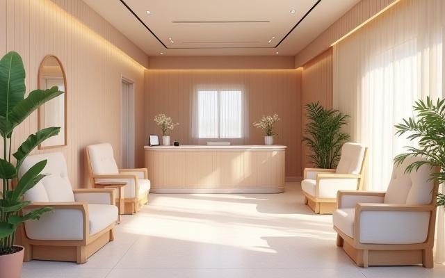 Ruang menunggu Aisya Tundra yang selesa dengan sentuhan perabot moden.