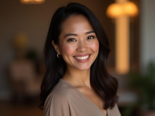 Aisya, Pengasas & Pakar Estetik Aisya Tundra, tersenyum mesra.